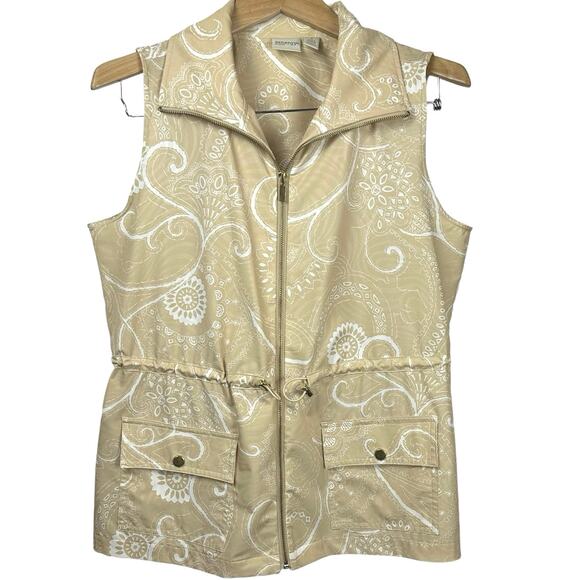 Chico's Jackets & Blazers - Chico's Zynergy medium Tan White Vest beach coastal old money luxury resort boho